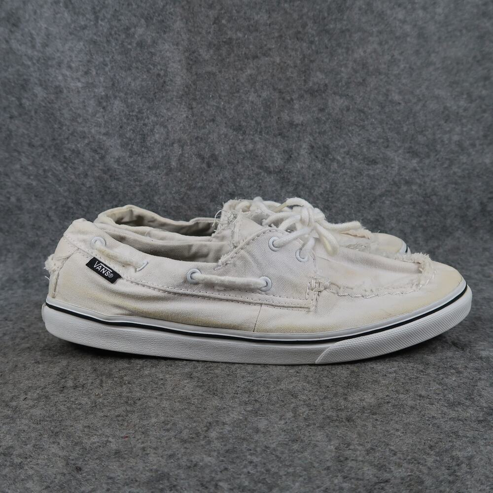 Vans Shoes Womens 7 Boat Shoe Sneakers Canvas White Casual Two Eye Trainer White